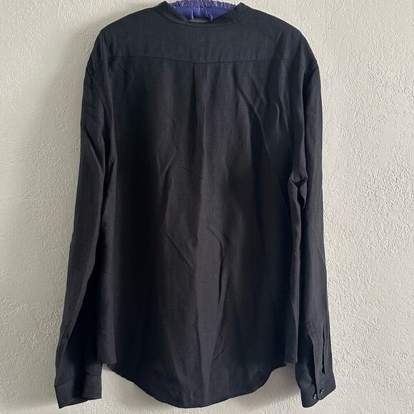 John Varvatos Linen Shirt Band Collar Button Front size XL - Picture 10 of 10